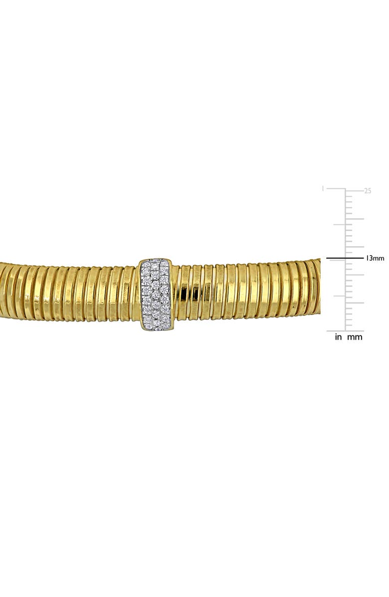 Julianna B. Cubic Zirconia Omega Design Open Bangle, Alternate, color, Yellow-Plated
