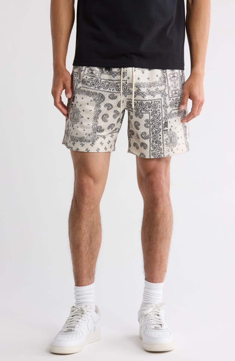 PacSun Aaron Print Mesh Shorts, Main, color, Cream Paisley