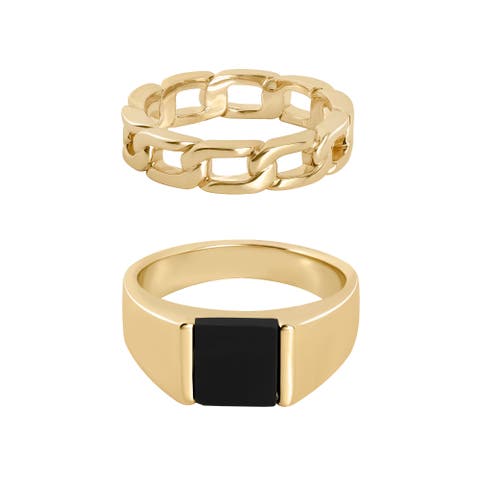 Mens Gold Tone Ring Set Of 2