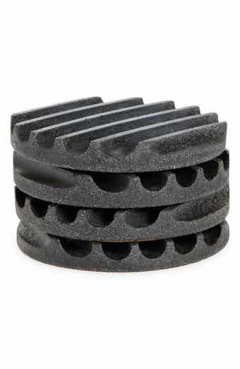 Pretti.Cool Set of 4 Ridged Concrete & Glass Coasters