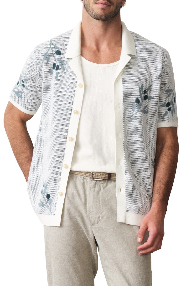 Marine Layer Asher Olivo Cotton Sweater Resort Shirt, Main, color, White Olive Motif