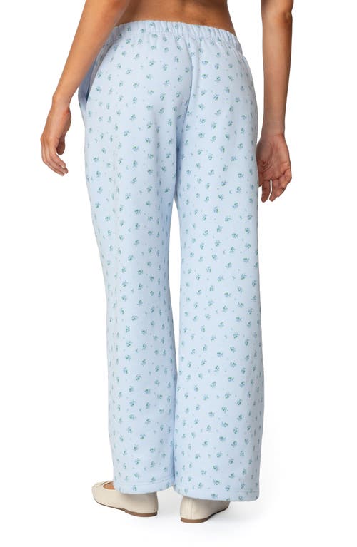 Shop Edikted Flower Power Sweatpants In Light-blue