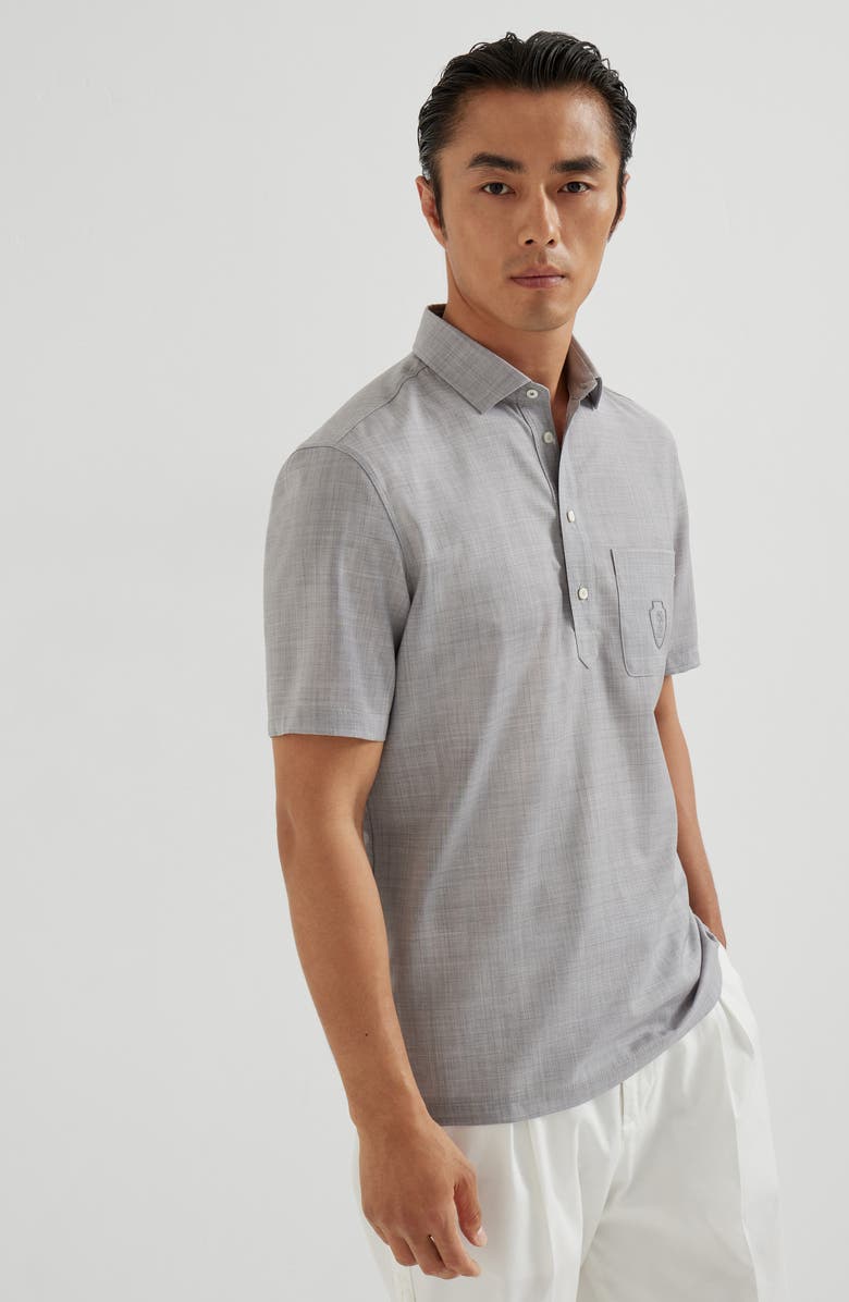 Brunello Cucinelli Poplin polo, Alternate, color, Pearl Grey