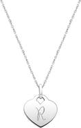 Tiny Blessings Sterling Silver Baby Heart & Engraved Initial 12-14" Necklace