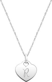 Tiny Blessings Sterling Silver Baby Heart & Engraved Initial 12-14" Necklace