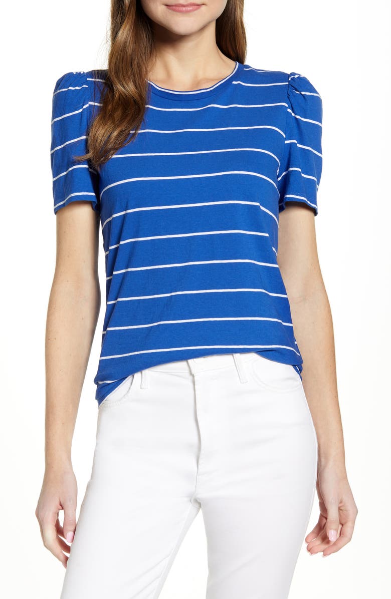 Lucky Brand Stripe Puff Sleeve Top, Main, color, 
