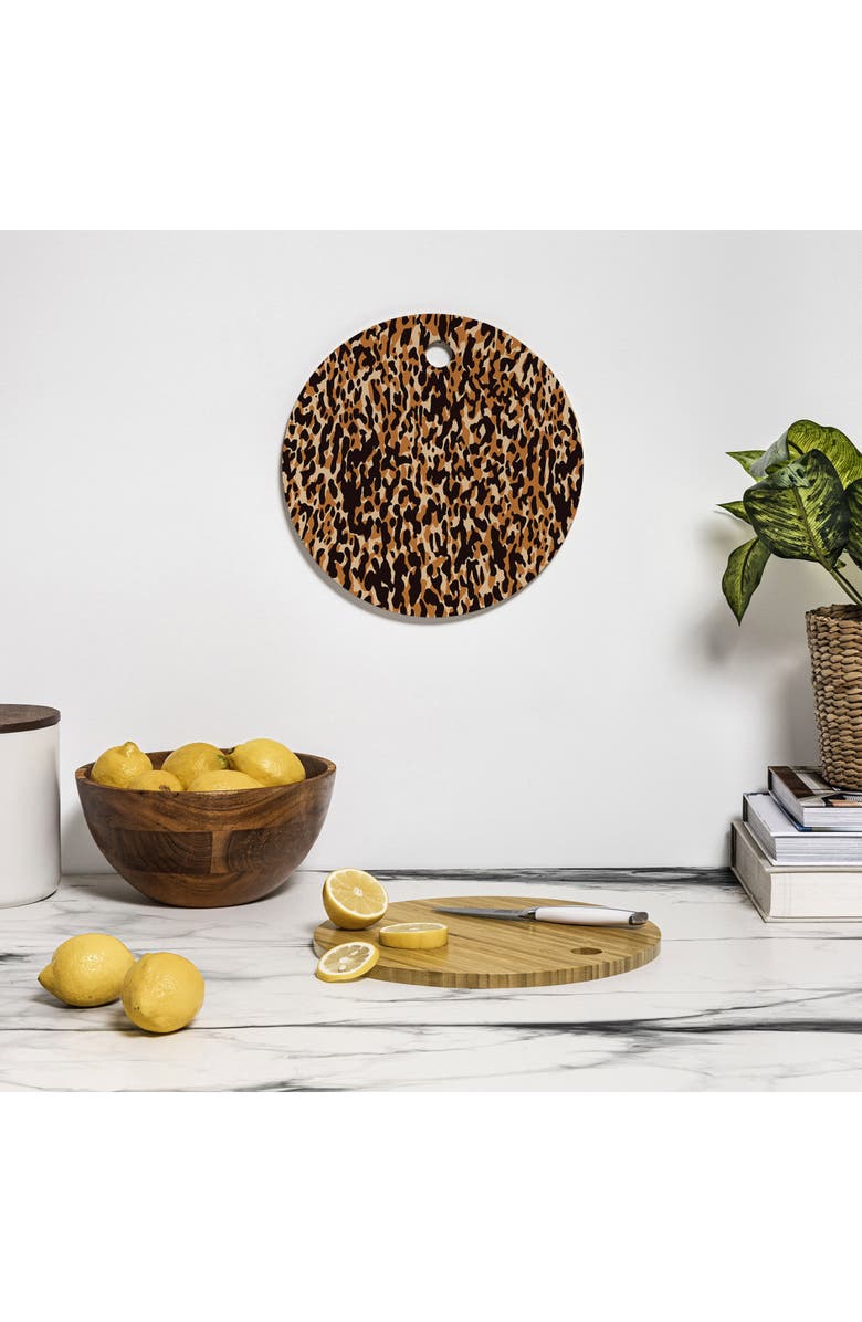 Deny Designs Leopard Print Cutting Board, Alternate, color, Black