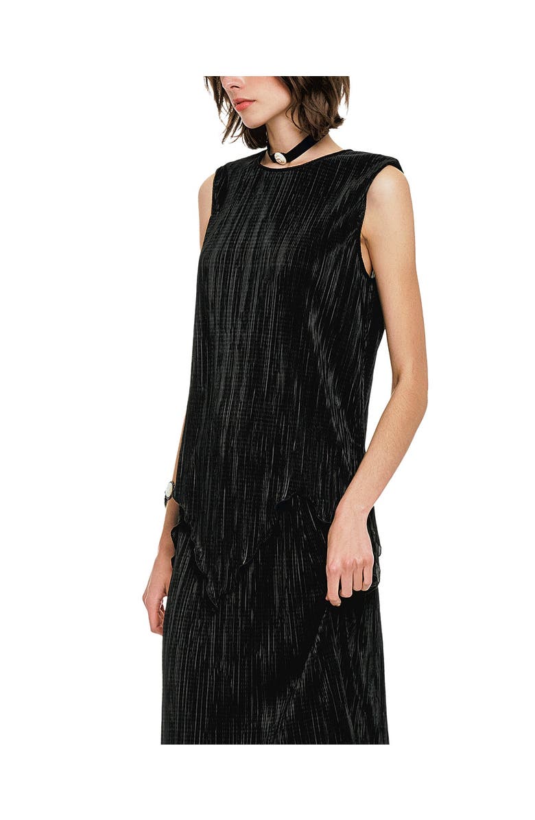 Anna Sui Plisse Sleeveless Top, Alternate, color, Black