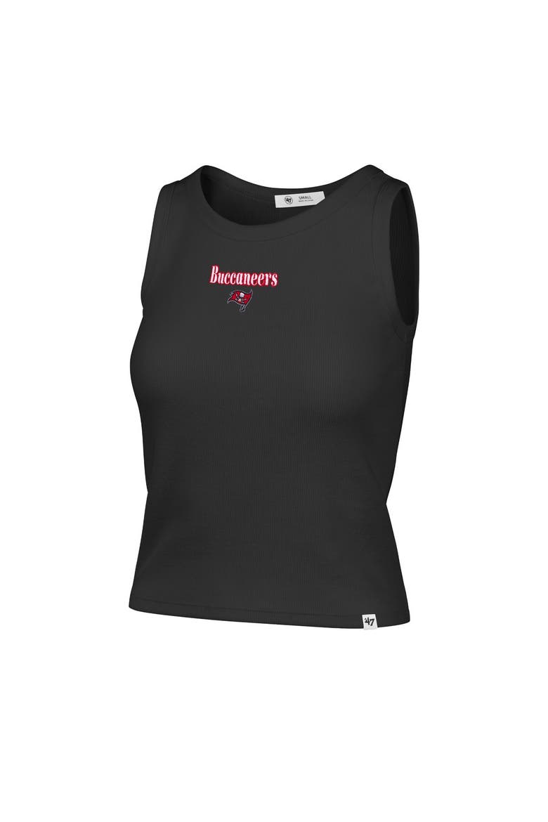 Women's '47  Black Tampa Bay Buccaneers Cropped Straight Cut Ribbed Baby Tank Top, Alternate, color, Black