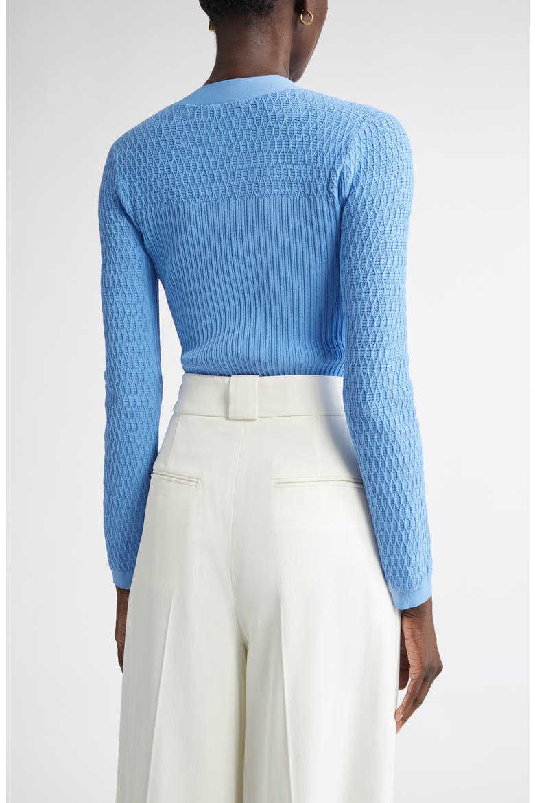 Mixed Stitch Fine Gauge Henley Sweater, Alternate, color, PERIWINKLE