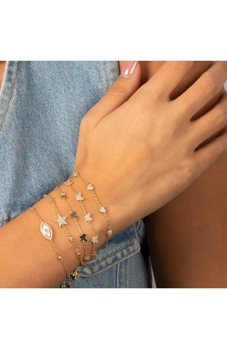 BY ADINA EDEN Pave X Mother Of Pearl Evil Eye Bracelet, Alternate, color, Mother Of Pearl