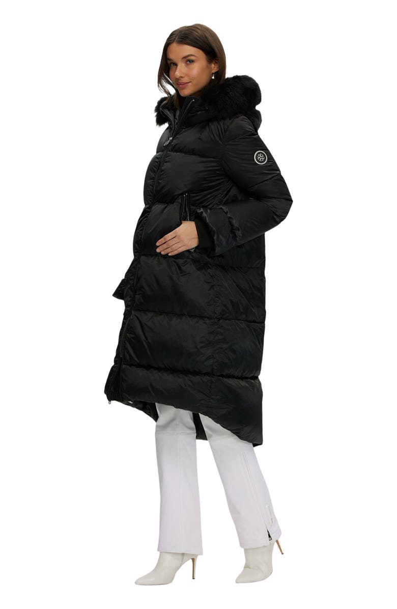 GORSKI Apres-Ski Long Coat With Detachable Trim, Alternate, color, Black/Black