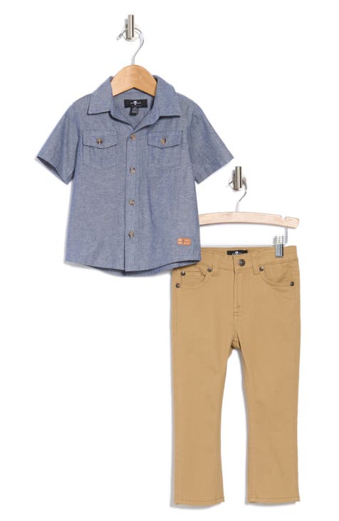 Kids' Short Sleeve Button-Up Shirt & Pants (Toddler)