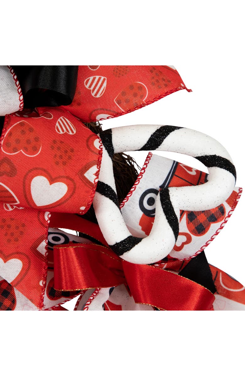 Northlight Ribbon and Heart Small Valentine's Day Wreath - 17", Alternate, color, Red