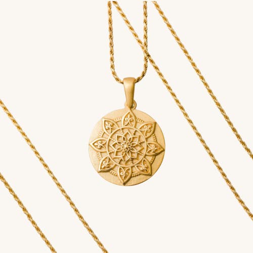 Mantra I Am Worthy Mandala Necklace In Gold