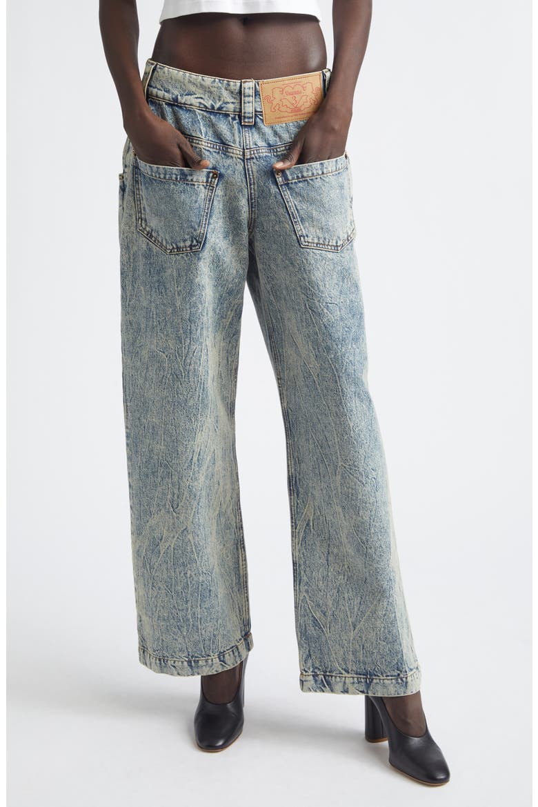 Acid Wash Backwards Wide Leg Jeans, Main, color, BLUE