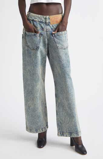 Acid Wash Backwards Wide Leg Jeans