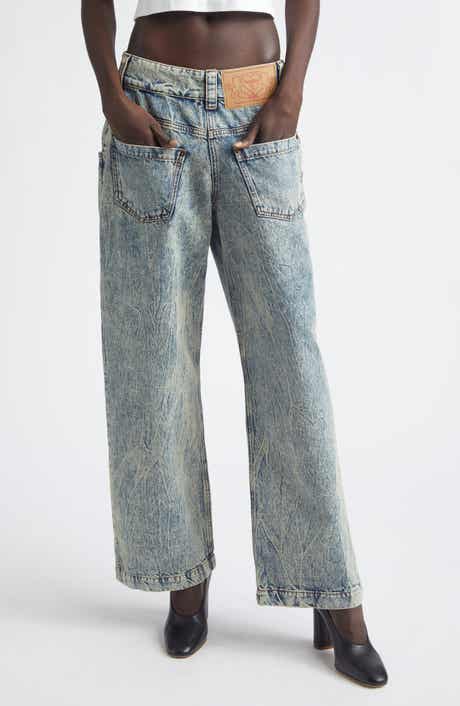 Acid Wash Backwards Wide Leg Jeans
