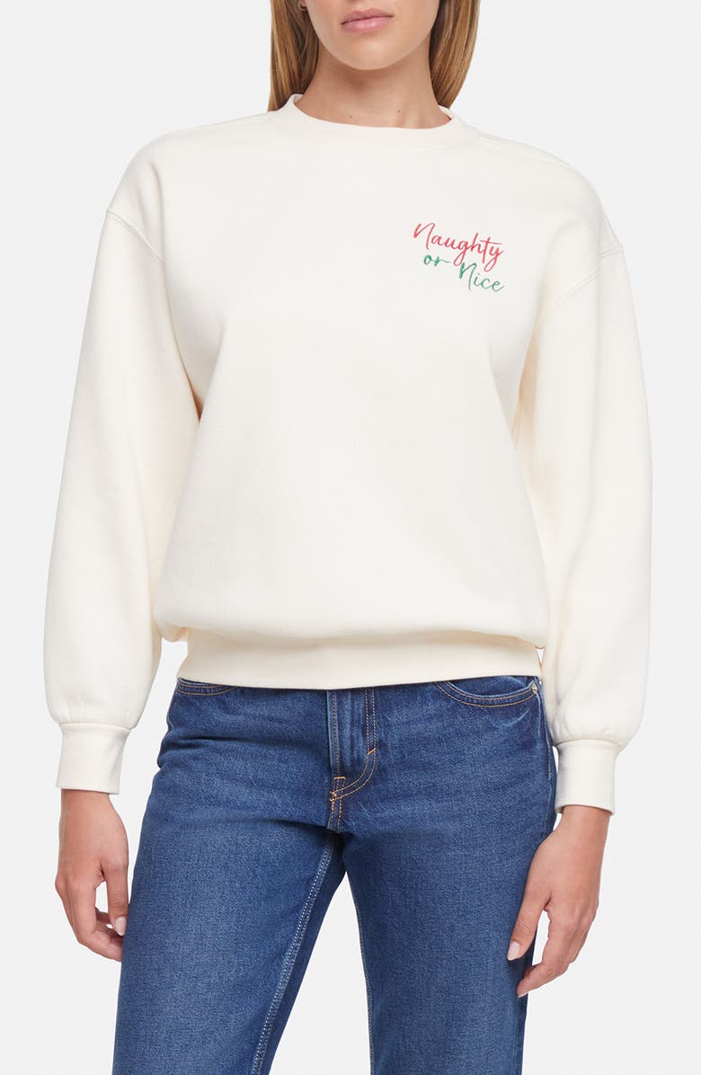 Wildfox Charlie Naughty or Nice Sweatshirt, Main, color, Eggnog