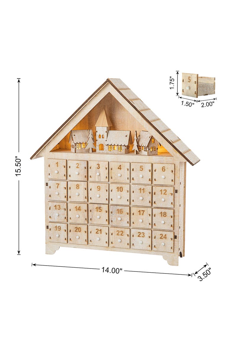 Christmas Lighted Wooden Village Advent Countdown Calendar, Alternate, color, Beige