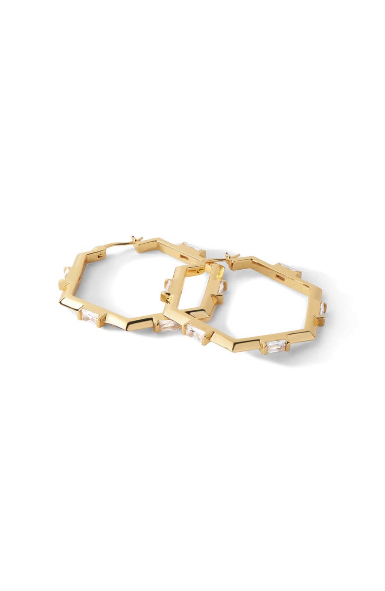 Ora Ana The Claire Hoop Earrings, Alternate, color, Gold/White  Cz