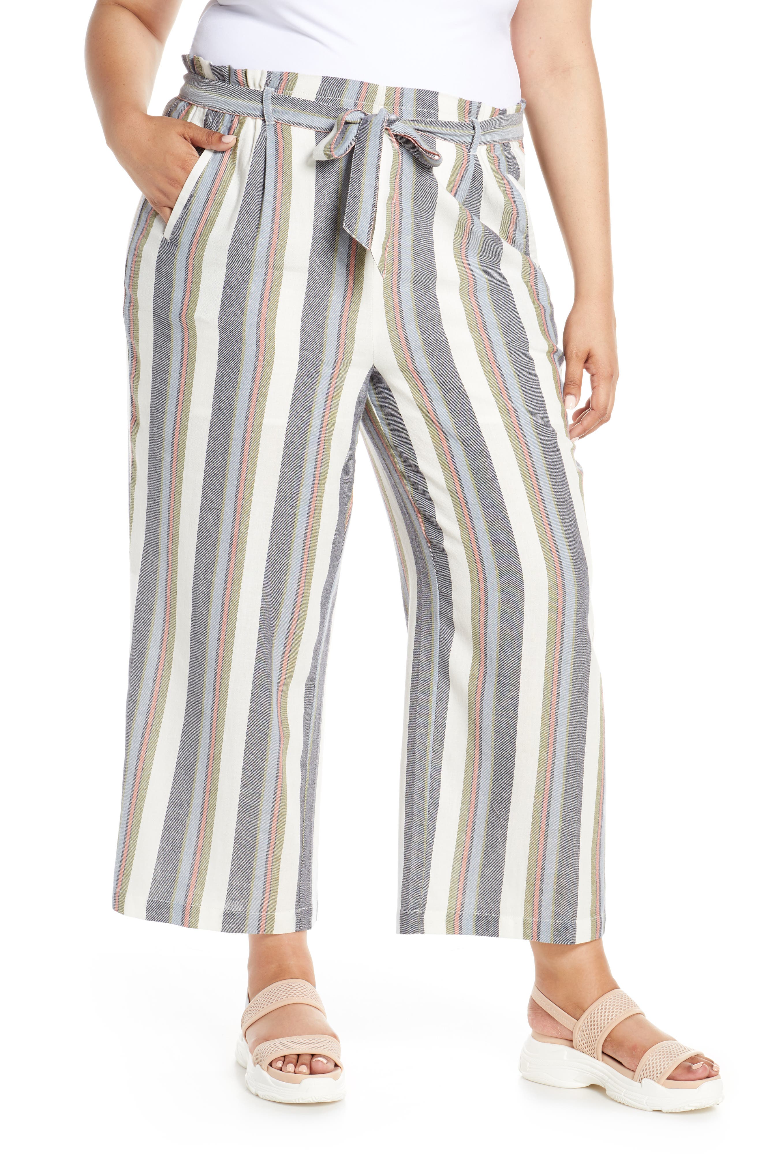 BP. Stripe Paperbag Pants (Women) | Nordstrom