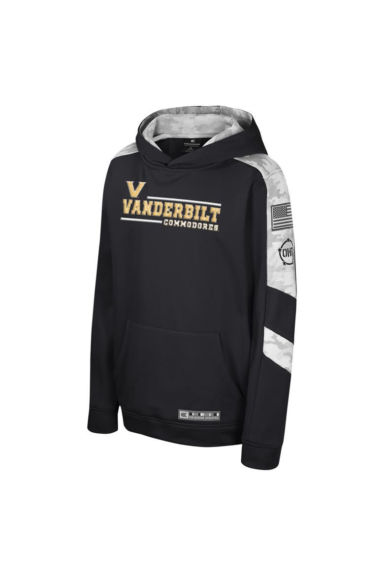 Youth Colosseum Black Vanderbilt Commodores OHT Military Appreciation Cyclone Digital Camo Pullover Hoodie, Alternate, color, Black