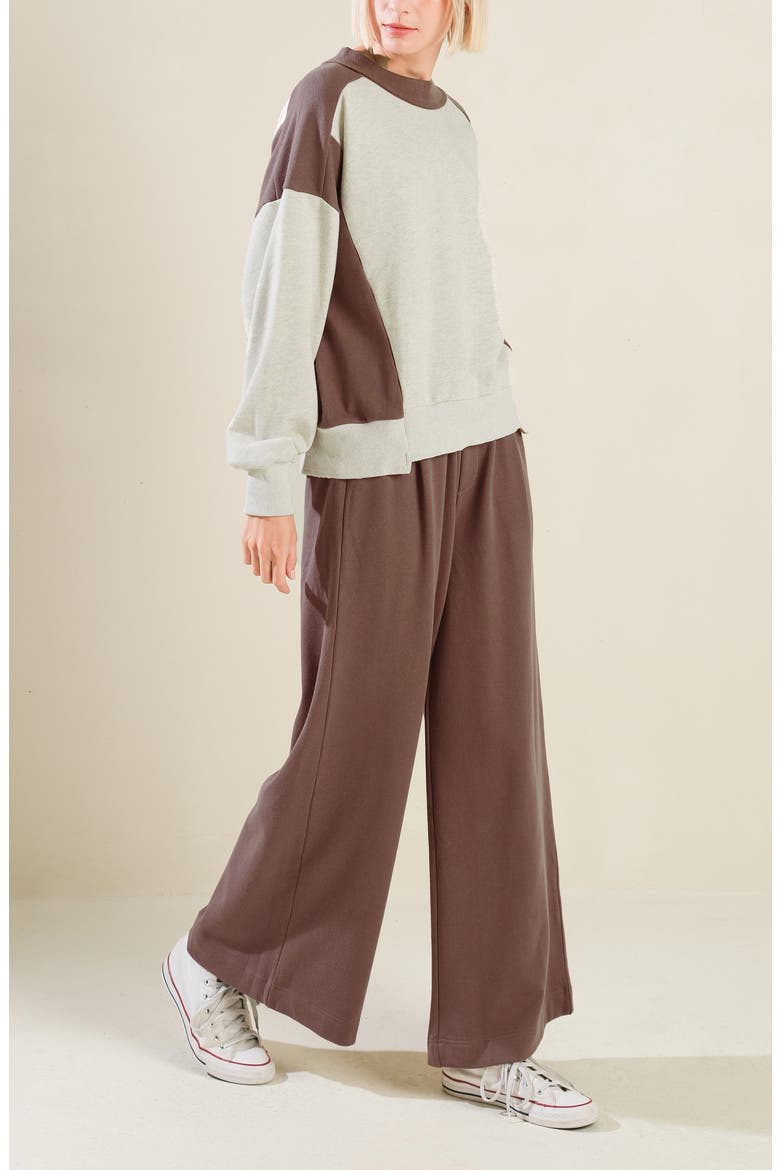 Colorblock Sweatshirt, Alternate, color, OATMEAL/ BROWN