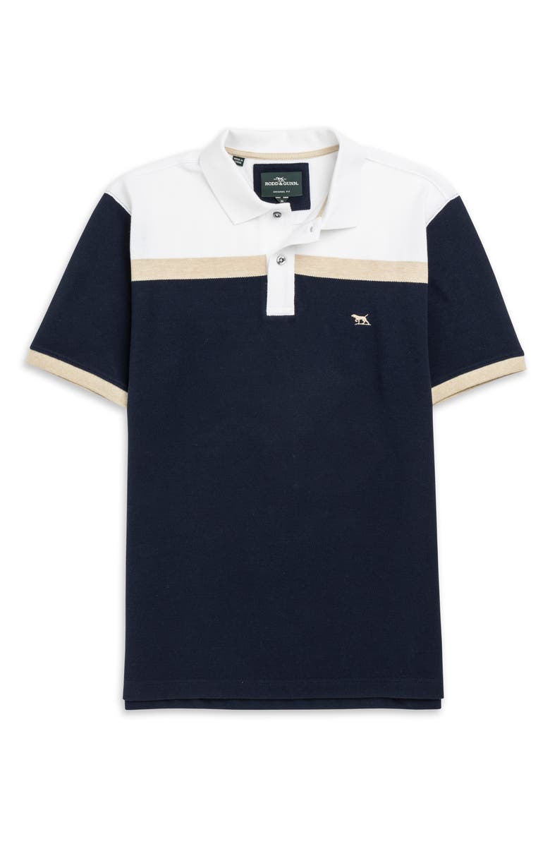 Rodd & Gunn Whitby Colorblock Piqué Knit Polo, Alternate, color, Navy