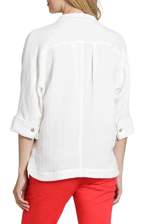 Apny Textured High-low Popover Top In White