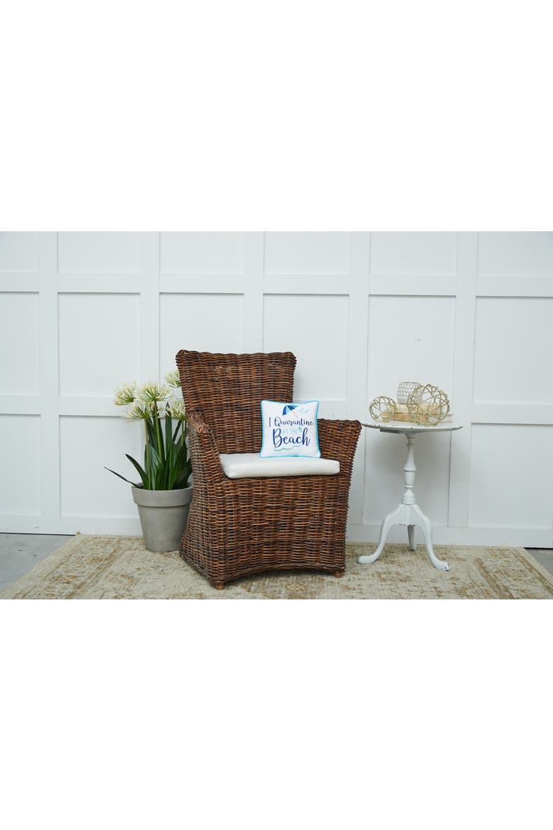 I Quarantine At The Beach Embroidered Mini Accent Pillow, Alternate, color, Blue