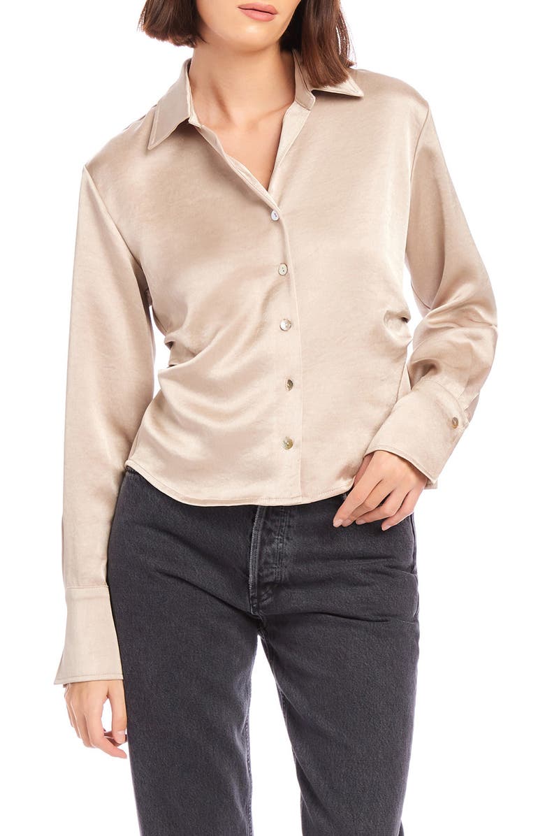 FIFTEEN TWENTY Tawnie Side Pleat Satin Shirt, Main, color, 
