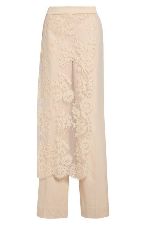 Valiant Lace Wrap Stretch Wool Straight Leg Pants
