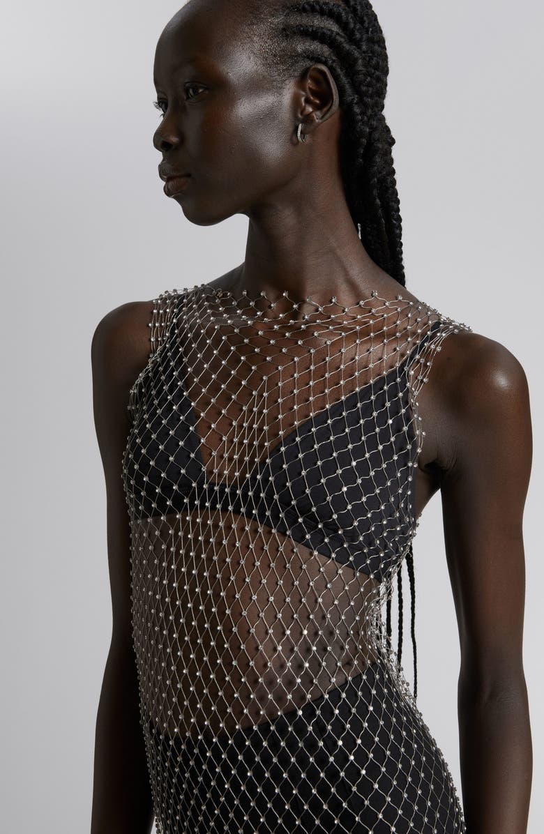 & Other Stories Embellished Sheer Mesh Midi Dress, Alternate, color,