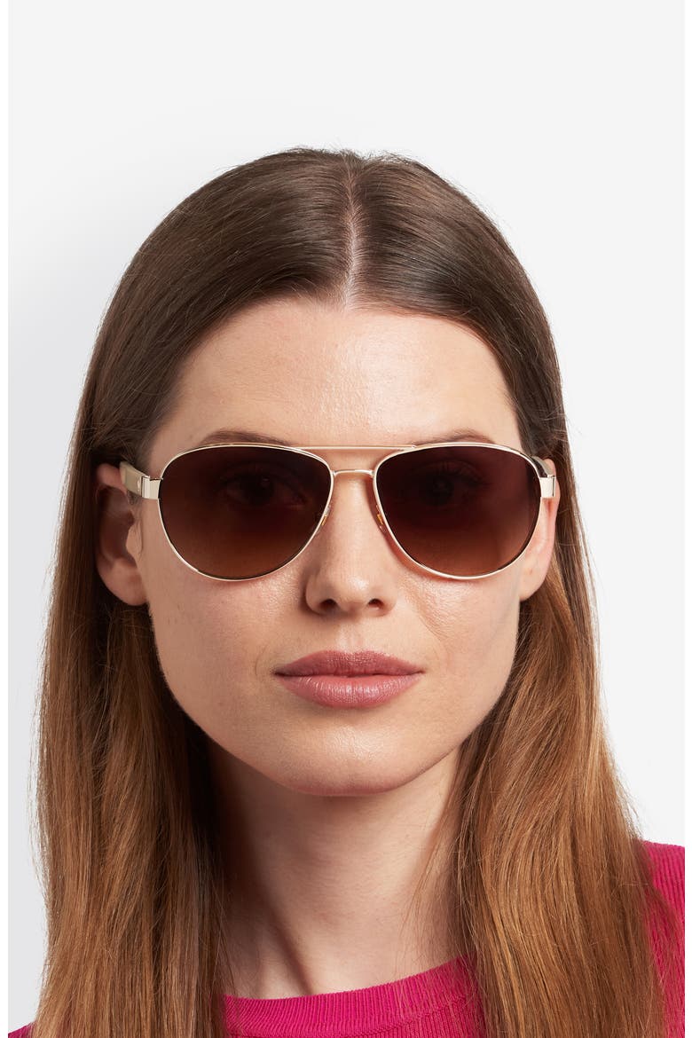 polina 61mm gradient oversize pilot sunglasses, Alternate, color, GOLD BEIGE/ BROWN SF