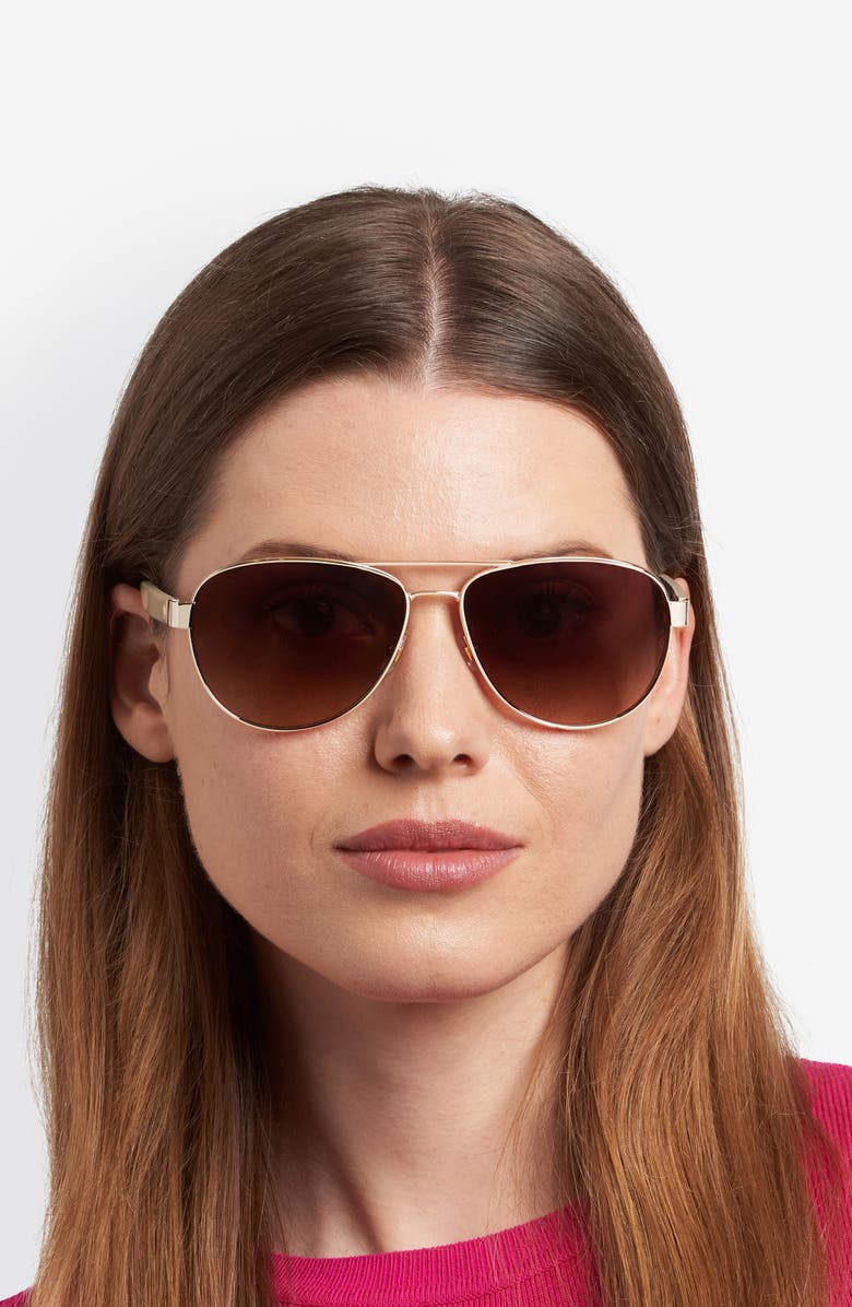 Kate Spade New York polina 61mm gradient oversize pilot sunglasses, Alternate, color, Gold Beige/ Brown Sf