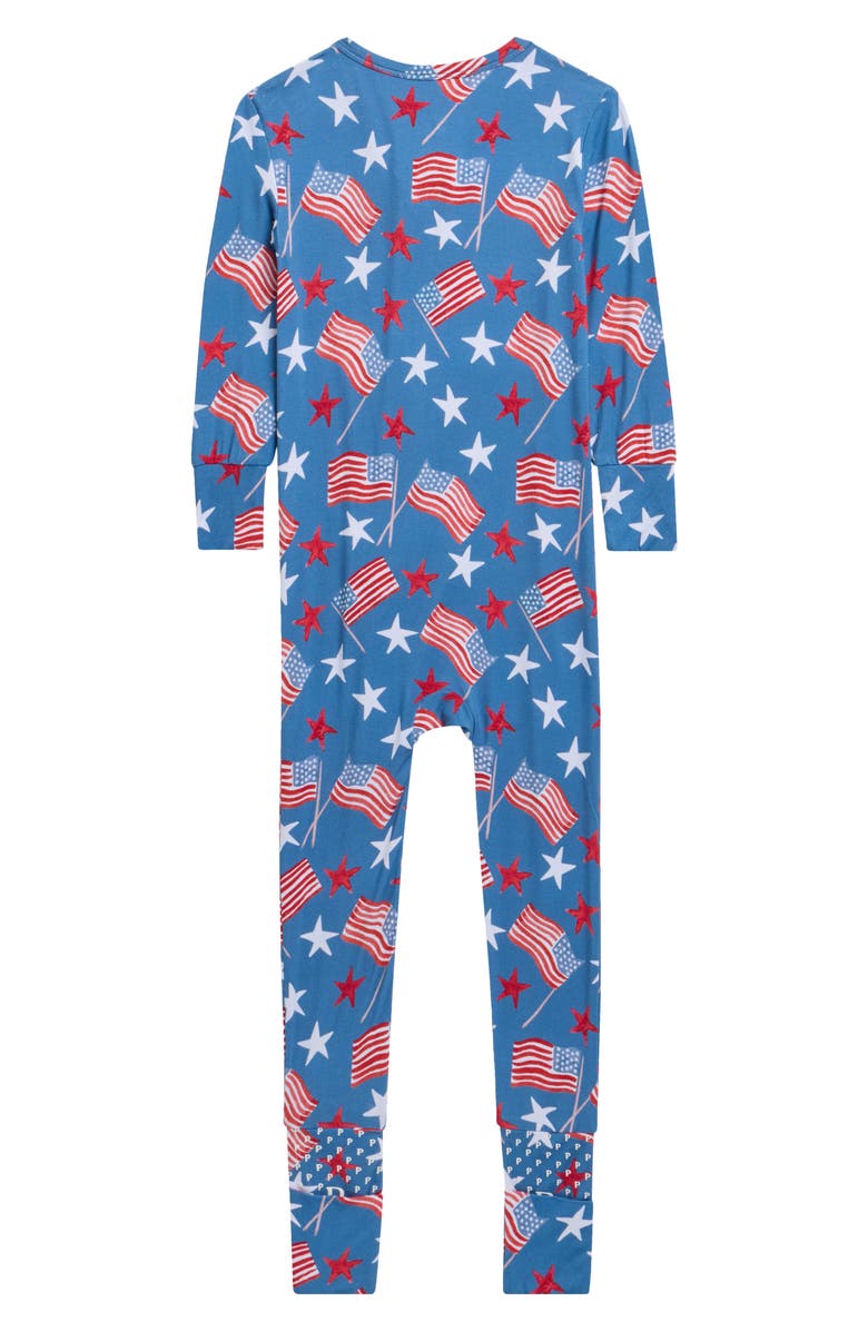Posh Peanut Flag Print Convertible Footie, Alternate, color, Blue
