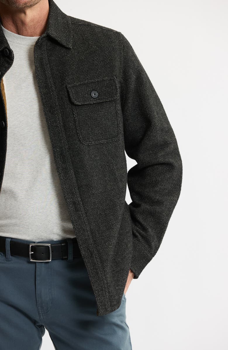 JACHS Chevron Knit Faux Shearling Lined Jacket, Alternate, color, Black