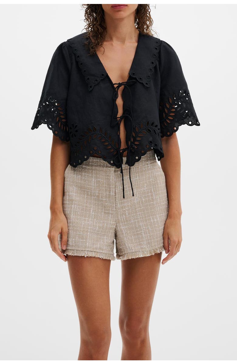 Malina Estela Broderie Anglais Blouse, Alternate, color, Black