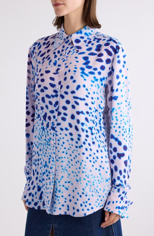 Dries Van Noten Celina Orchid Spot Snap-up Shirt In Blue