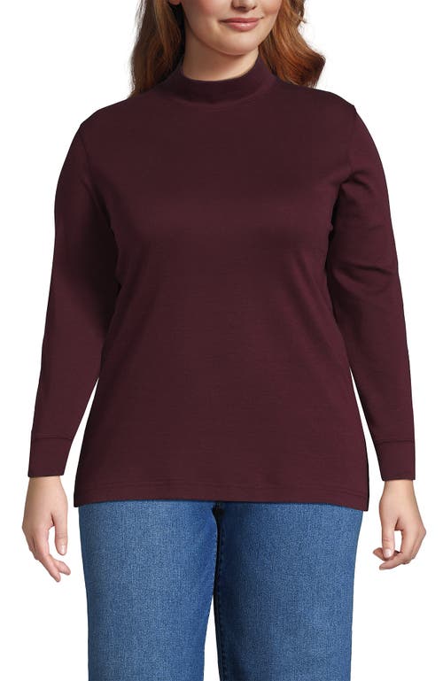 Lands' End Relaxed Cotton Long Sleeve Mock Turtleneck In Purple