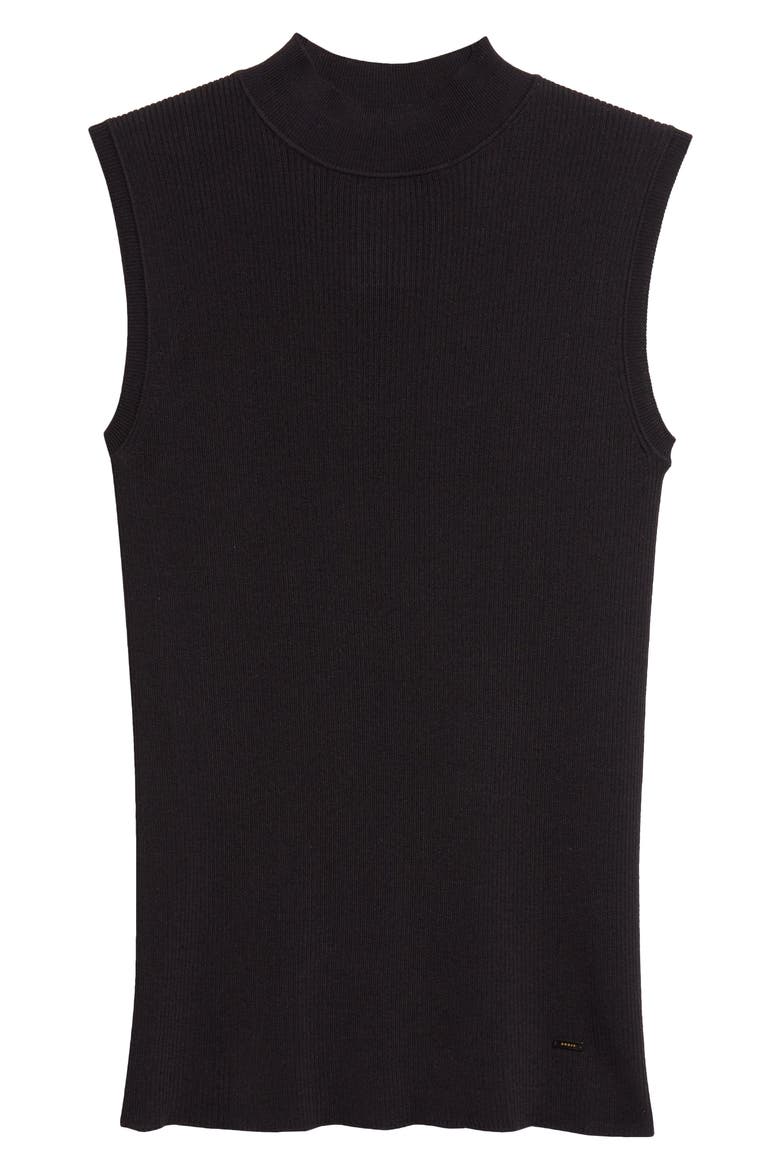 Rib Silk & Cotton Sleeveless Sweater, Alternate, color, BLACK