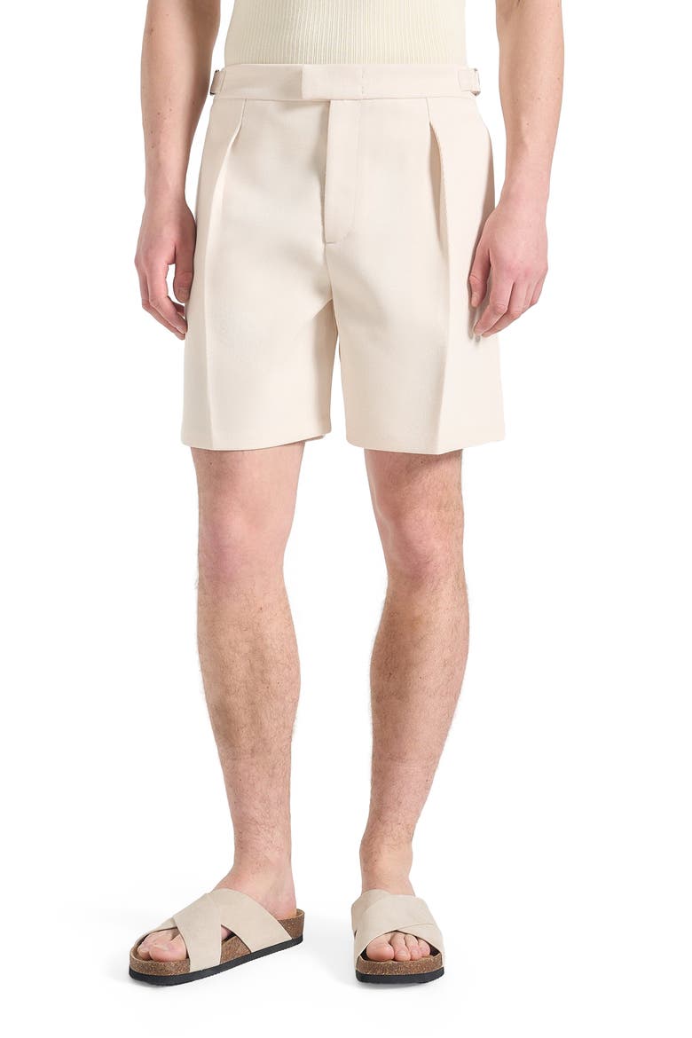 Marin Twill Pleated Shorts, Alternate, color, Cream