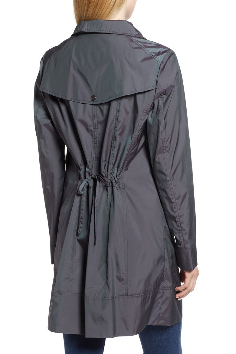 Back Bow Packable Hooded Raincoat, Alternate, color, GUNMETAL