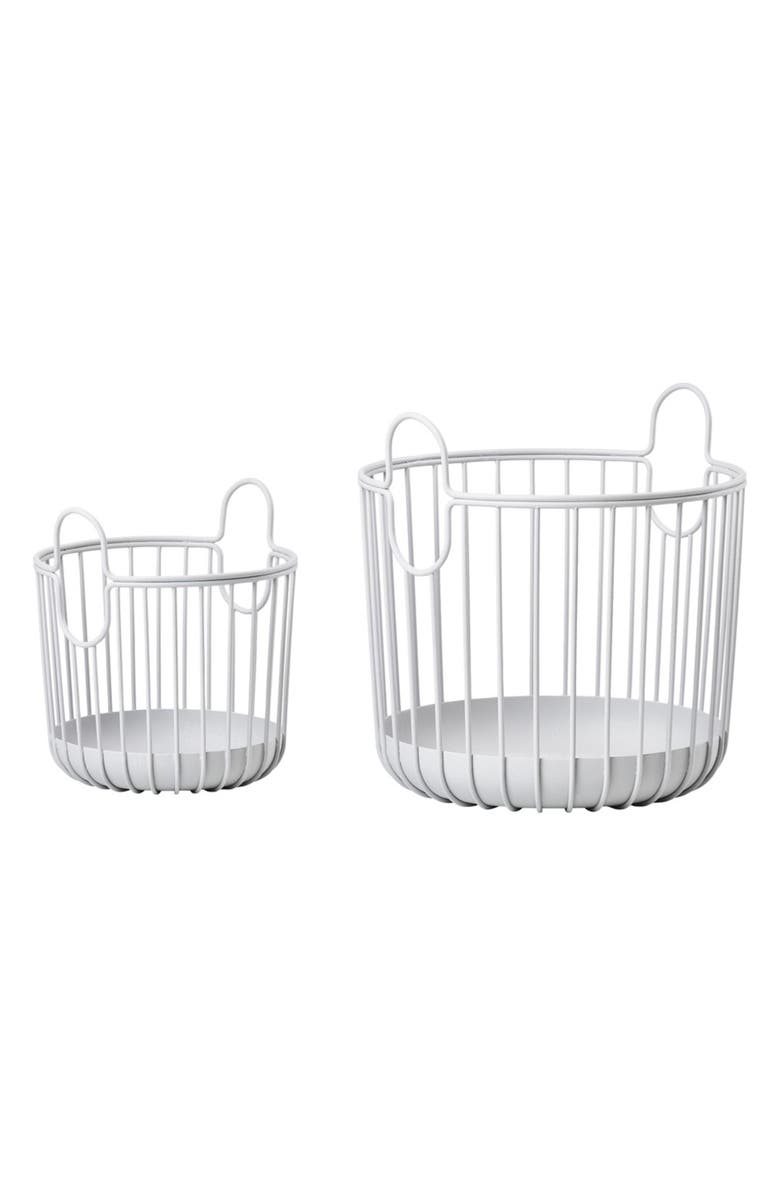 Zone Denmark Inu Set of 2 Tabletop Wire Baskets, Main, color, Soft Grey