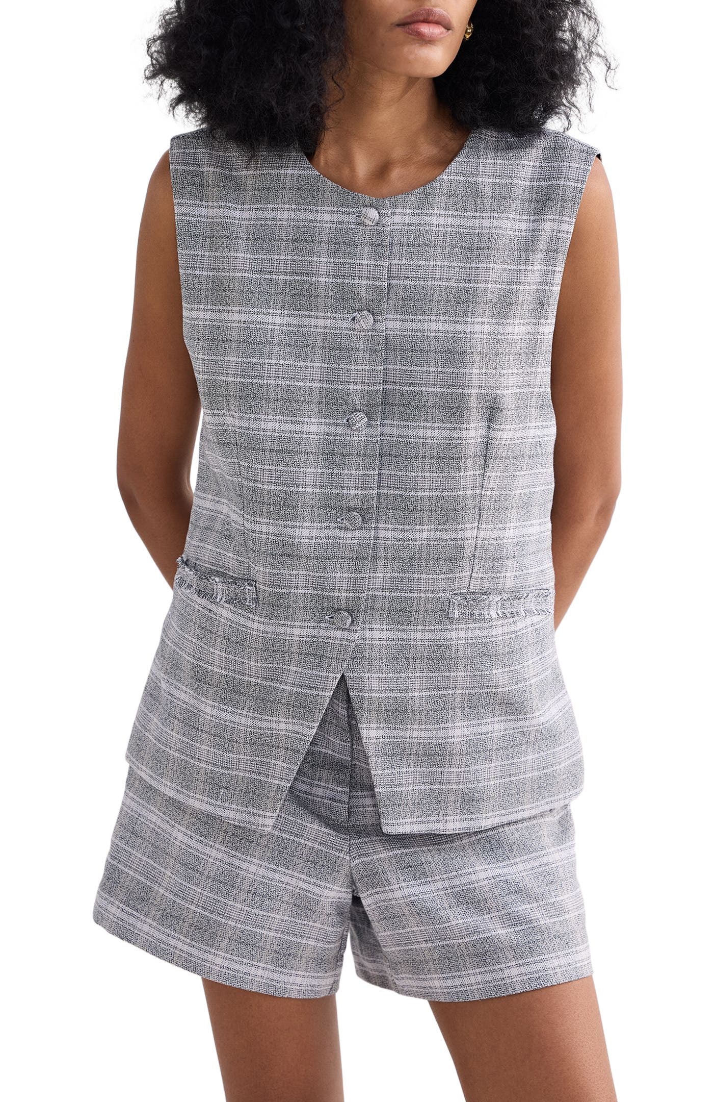 Cotton Tweed Vest Jacket - image 2