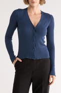 Vince Ribbed Button Front Cardigan