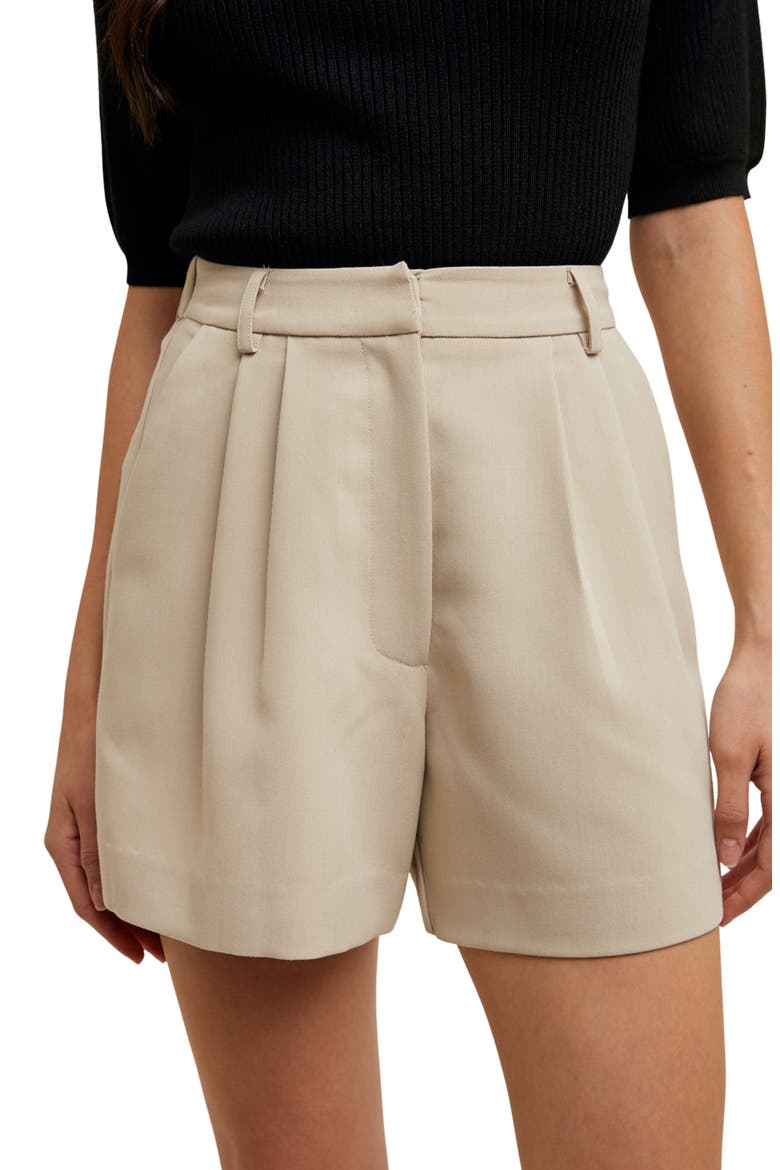 Pleat Twill Shorts, Main, color, SHELL