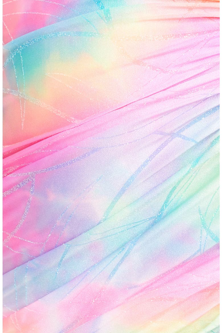 Jolene Glitter Tie Dye Off the Shoulder Long Sleeve Minidress, Alternate, color, MULTICOLORED