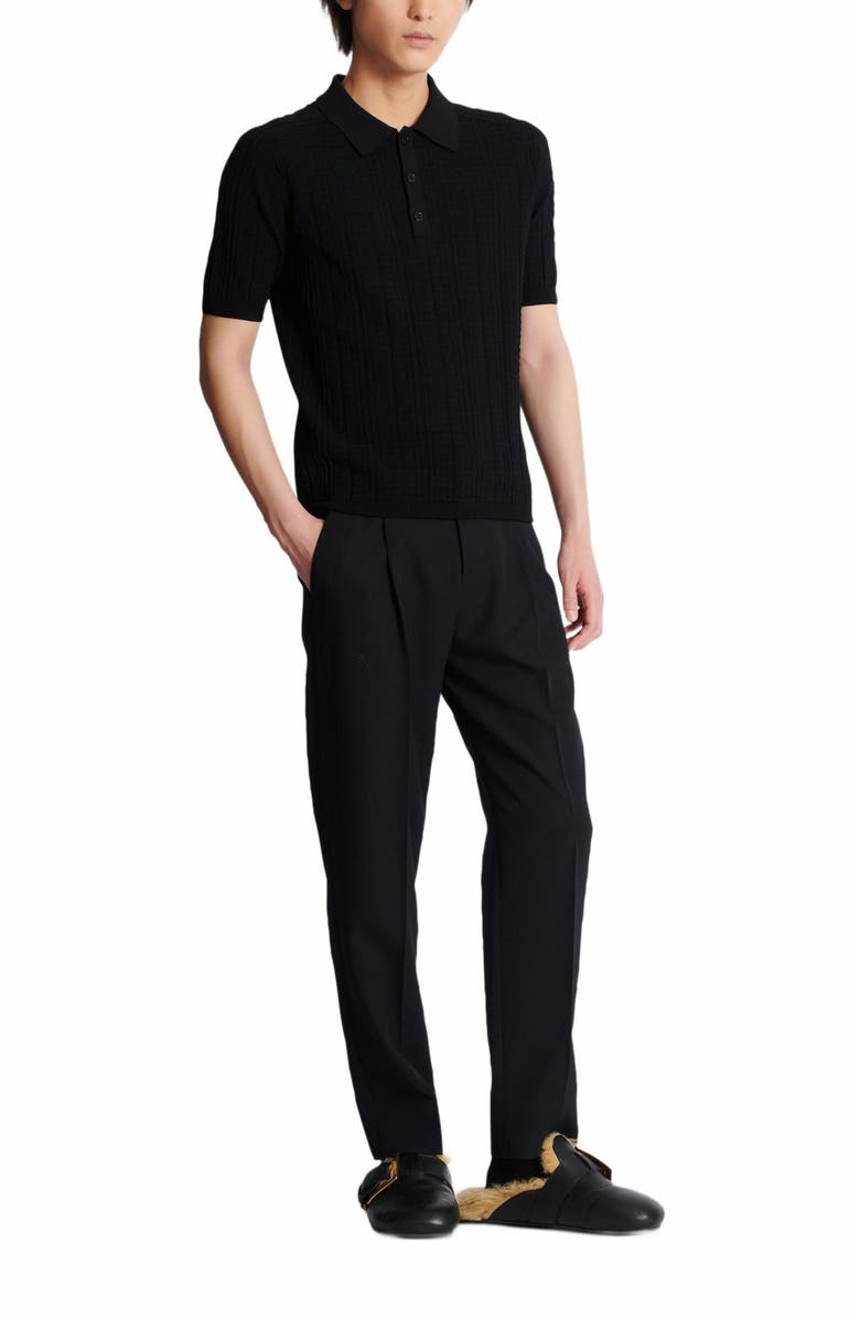 Balmain Monogram Knit Polo Shirt, Main, color,